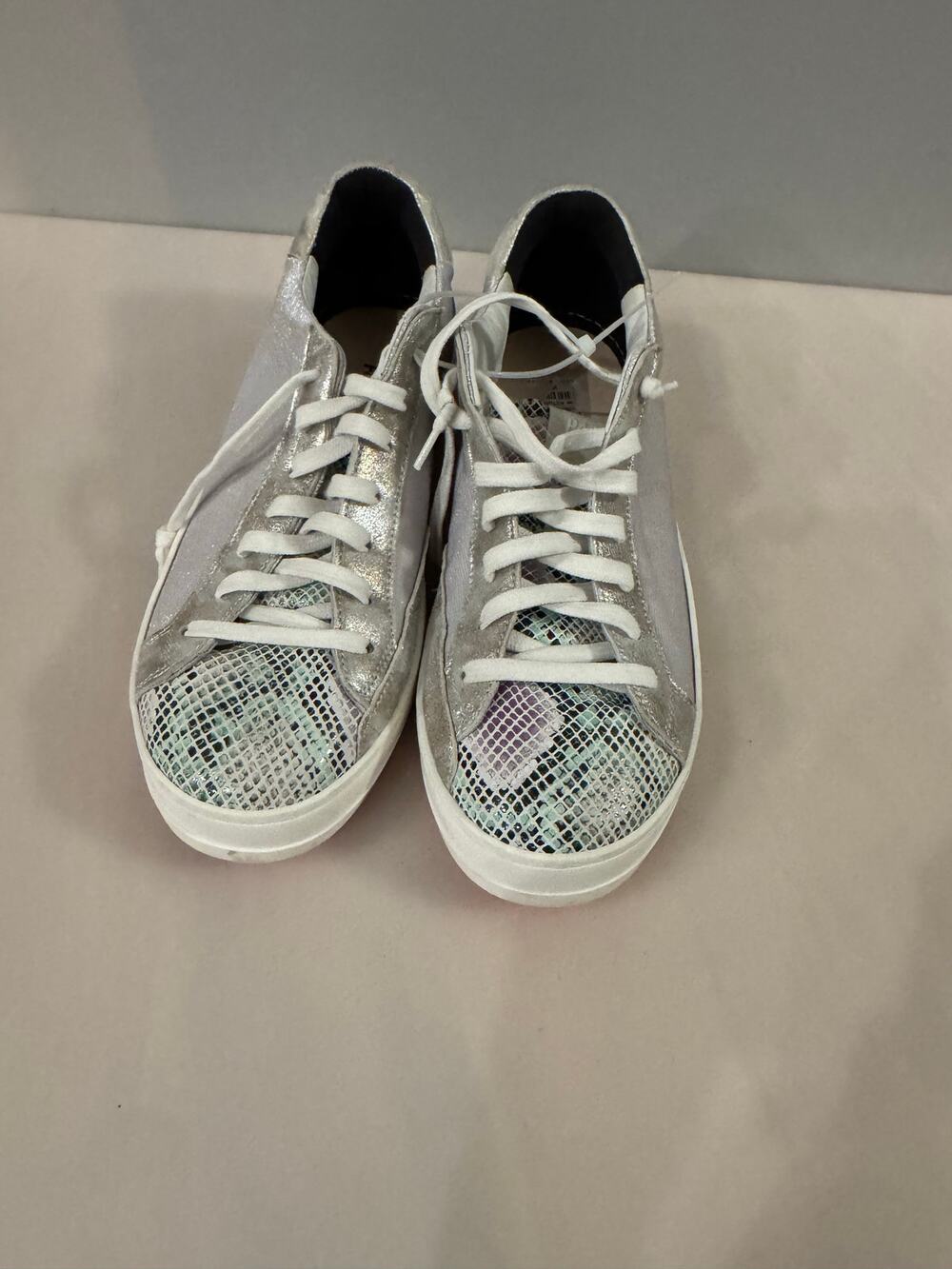 P448 John Sneaker Metallic Silver Pearl Low Top Shoes Snakeskin Sz 12/43 (new)
